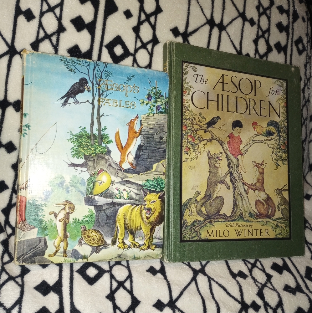 Vintage Aesop's Fables & The Aesop For Children Set of 2 Books